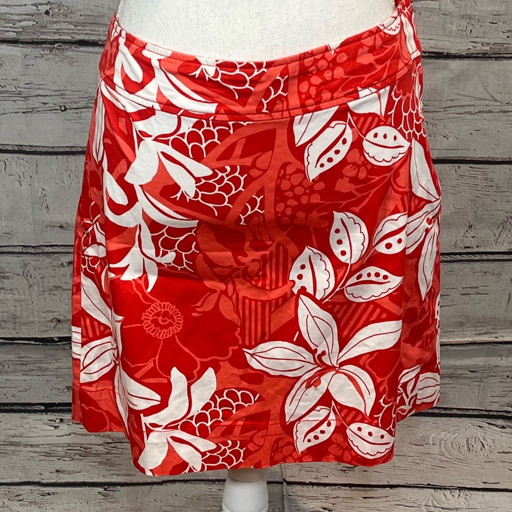 H&M Mini Skirt Tropical Print Red-10